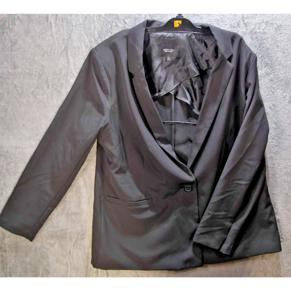 Simply Vera Vera Wang Black Blazer XL Women's Lined‎ Single Button Career Jacket